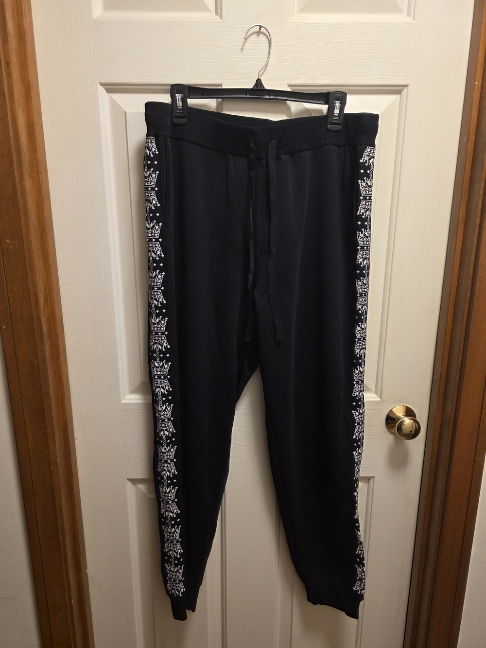 Black Joggers with Crown Print New (Unisex)